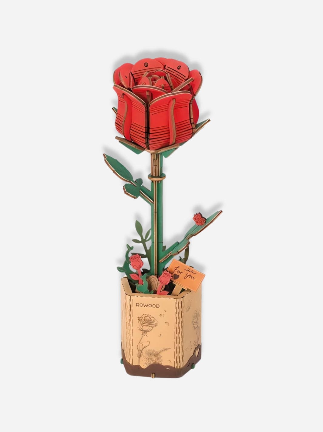 Puzzle 3D en bois la Rose Rouge Bois