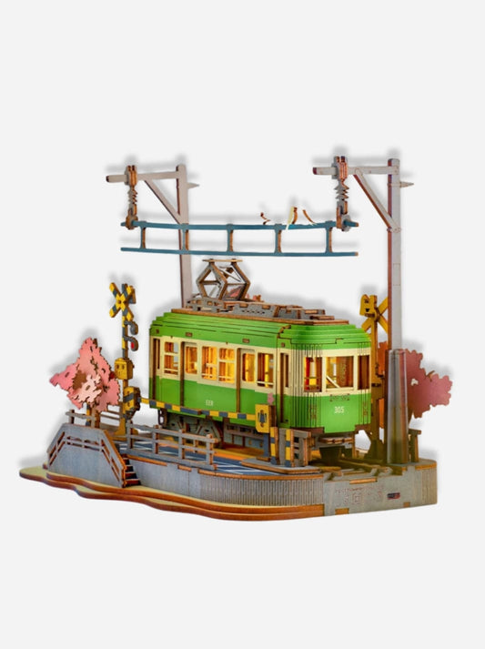 Puzzle 3D en bois le tramway vert Bois