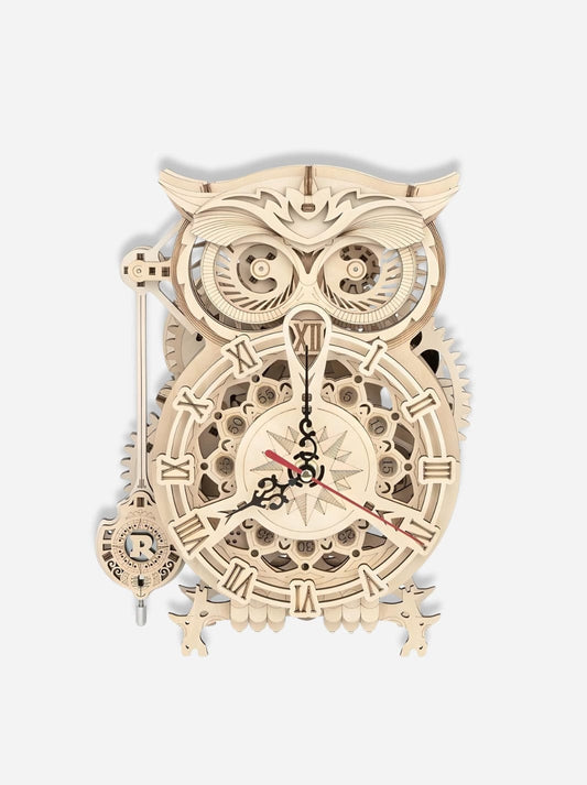 Puzzle 3D horloge hibou Bois