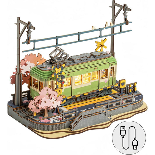 Puzzle 3D en bois le tramway vert